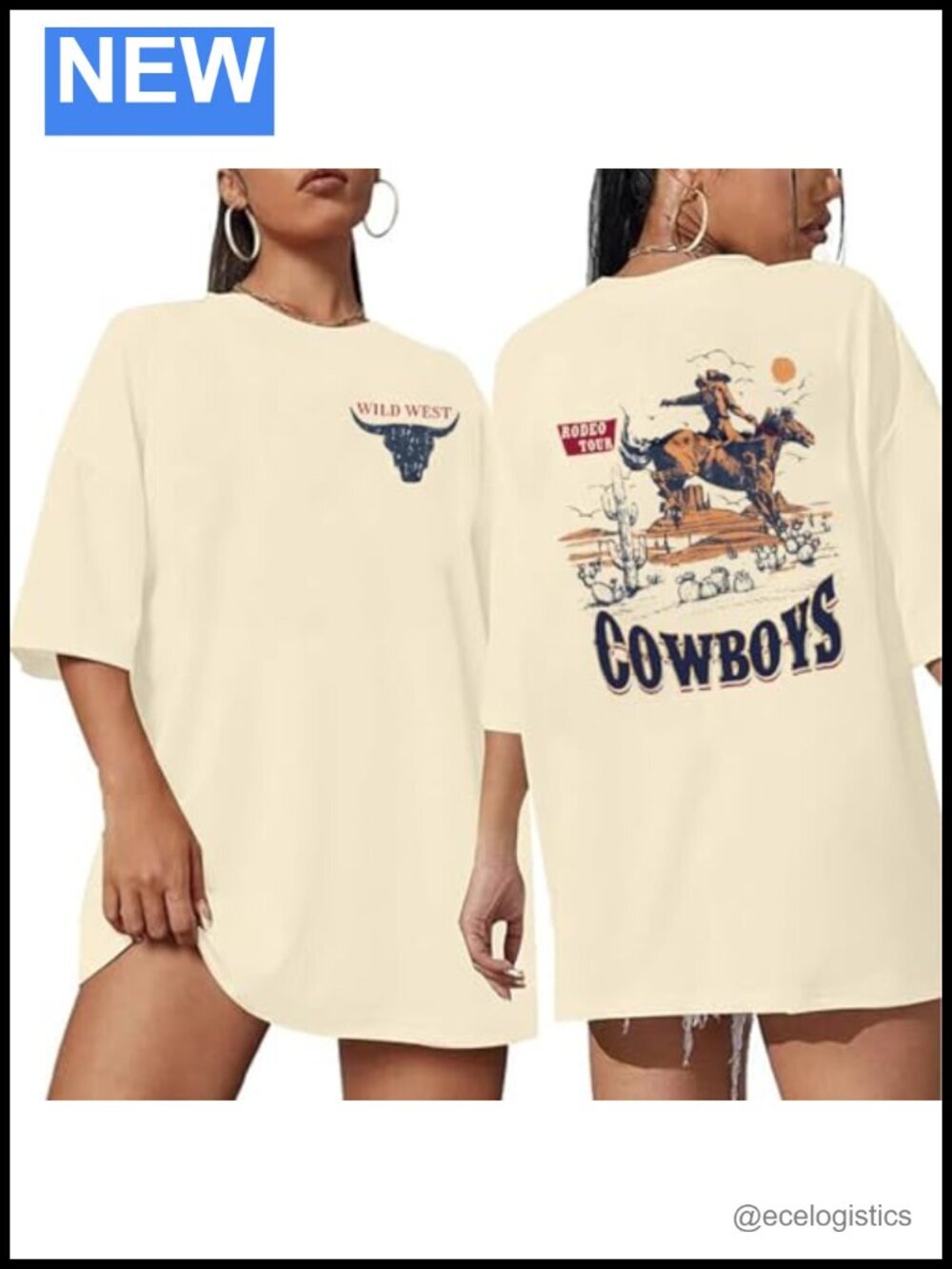 Oversized Cowboy Western Graphic Tee Shirt